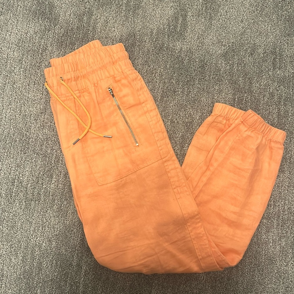 Athleta linen jogger-orange sorbet color